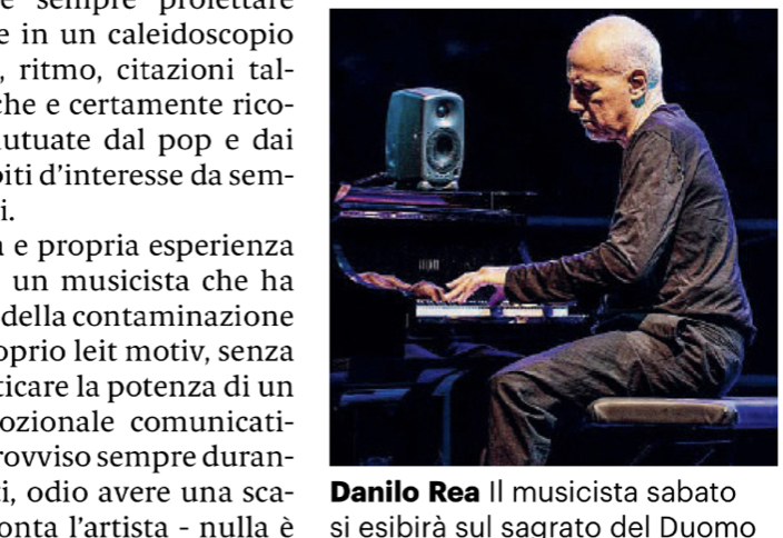 Il quotidiano del sud- Danilo Rea e il suo pianoforte – La magia della musica nel centro storico